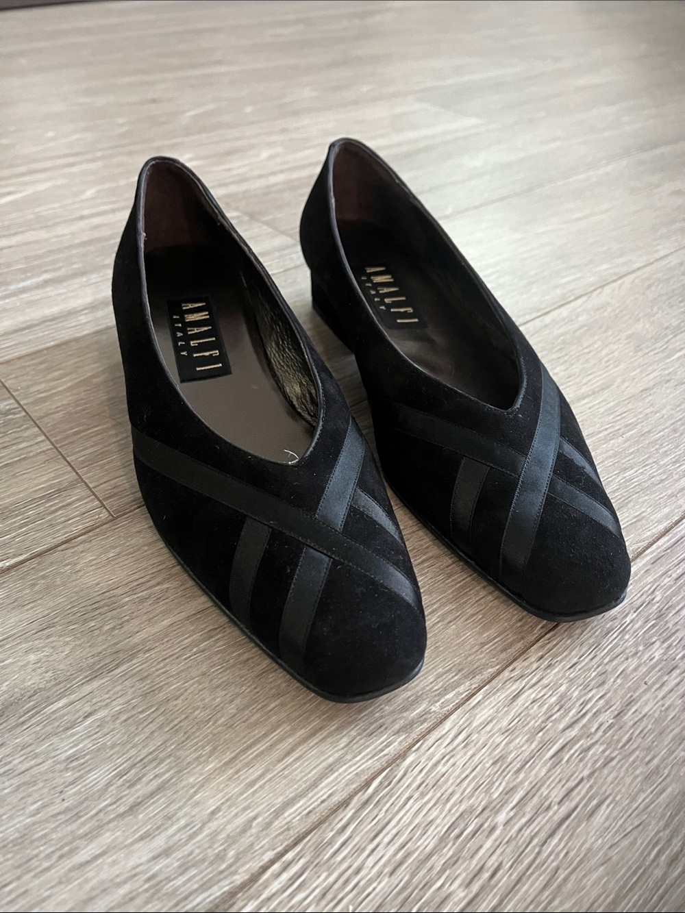 Amalfi Black Suede Cross-Strap Slip-On Flats